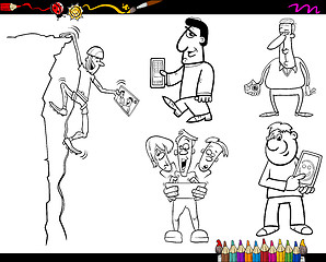 Image showing people and technology coloring page