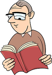 Image showing reader with book cartoon illustration