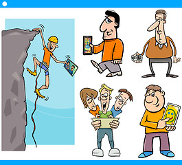 Image showing people and technology cartoon set