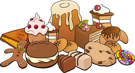 Image showing sweets group cartoon illustration