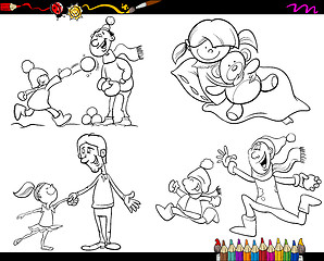 Image showing family coloring page cartoon set