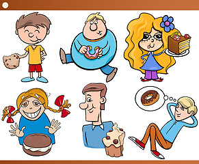 Image showing kids and sweets set cartoon