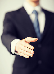 Image showing businessman with open hand