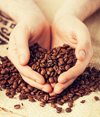 Image showing man holding coffee beans