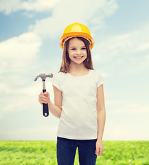 Image showing smiling little girl in protective helmet