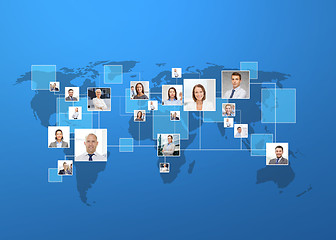 Image showing pictures of businesspeople over world map