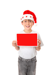 Image showing Boy with Christmas Message or Sign