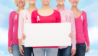 Image showing close up of women with cancer awareness ribbons