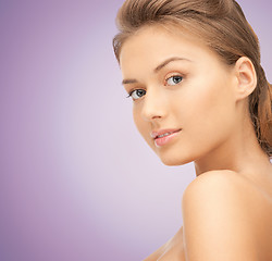 Image showing beautiful young woman with bare shoulders