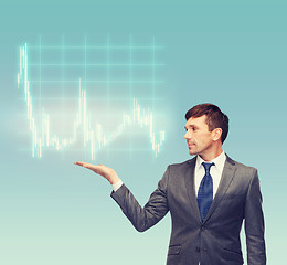 Image showing buisnessman or teacher showing forex chart