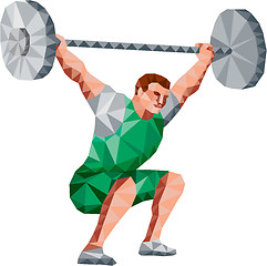 Image showing Weightlifter Lifting Barbell Low Polygon