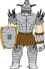 Image showing Horned Knight Full Armor Shield Cartoon