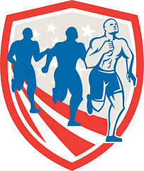 Image showing American Crossfit Runners USA Flag Retro 