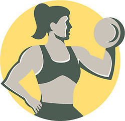 Image showing Female Lifting Dumbbell Circle Retro