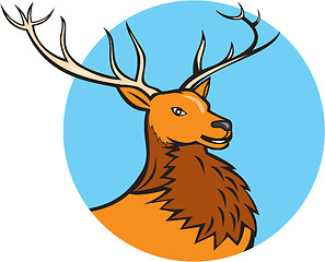 Image showing Red Stag Deer Head Circle Cartoon