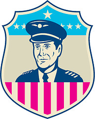 Image showing American Airline Pilot Aviator USA Flag Shield Retro