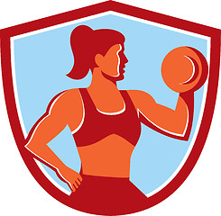 Image showing Female Lifting Dumbbell Shield Retro