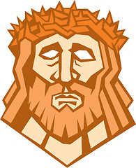 Image showing Jesus Christ Face Crown Thorns Retro