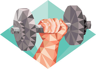 Image showing Hand Lifting Dumbbell Low Polygon