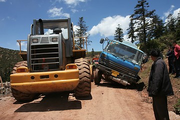 Image showing Truck stuck in mud