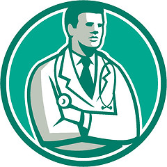 Image showing Doctor Stethoscope Standing Circle Retro