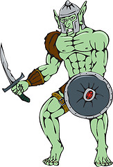 Image showing Orc Warrior Sword Shield Cartoon