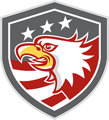 Image showing American Bald Eagle Head Flag Shield Retro