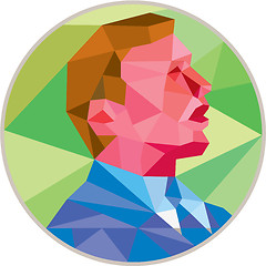 Image showing Businessman Looking Up Circle Low Polygon