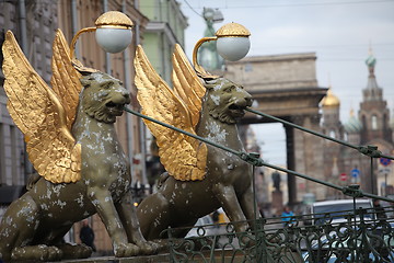Image showing Griffins guard the St. Petersburg