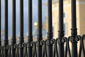 Image showing Sun behind the fence