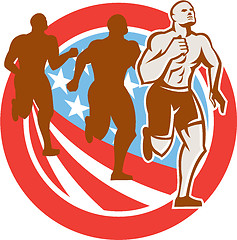 Image showing American Crossfit Runners USA Flag Circle Retro 