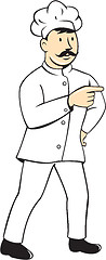 Image showing Chef Cook Mustache Standing Pointing Cartoon