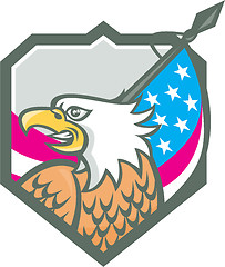 Image showing American Bald Eagle Flag Spear Retro