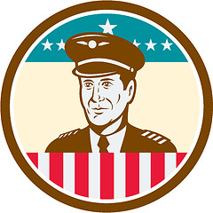 Image showing Airline Pilot Aviator USA Flag Circle Retro