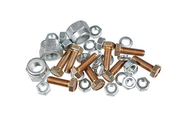 Image showing Bolts, nuts and washers isolated on white background