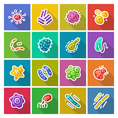 Image showing Germs and Bacteria Flat Icons Set