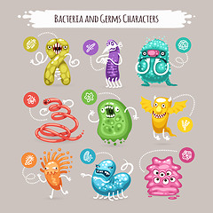 Image showing Bacteria and Germs Characters Set