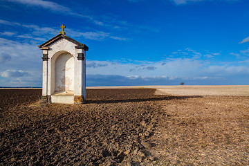 Image showing A small chapel in the middle of fields