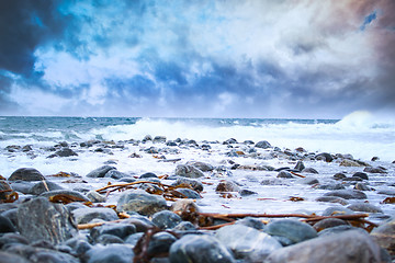 Image showing Waves Against the Shore