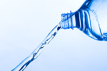 Image showing Cool Water Pouring from a Transparent Plastic Bottle