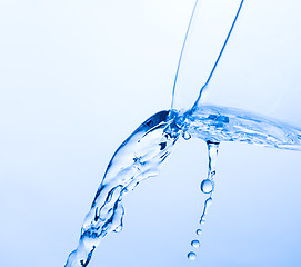 Image showing Cool Water Pouring from a Transparent Glass Cup