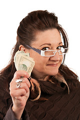 Image showing Woman Holding Cash
