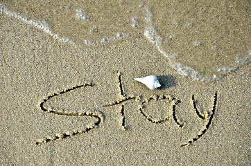 Image showing STAY word on the beach. 