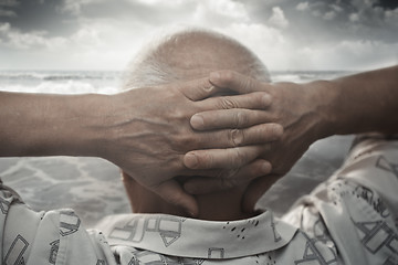 Image showing Senior man at the sea