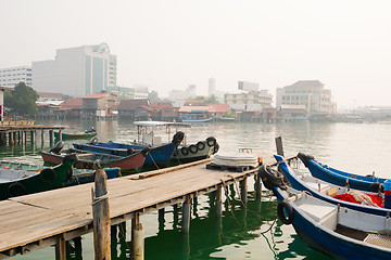 Image showing Boats Docked at Chew Jetty in Georgetown, Penang, Malaysia