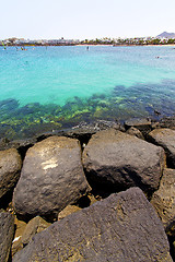 Image showing white coast lanzarote  in hotel water  and summer 