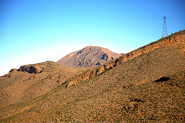 Image showing valley in   africa morocco electrical line high voltage power