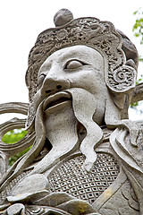 Image showing beard  in the temple face       step    wat  palaces   