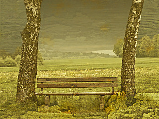 Image showing park bench idyll in vintage look