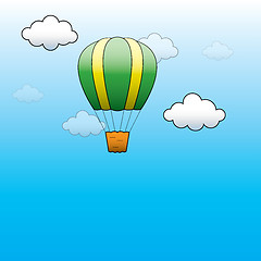 Image showing Vector Bright Hot Air Balloon flying in the blue sky